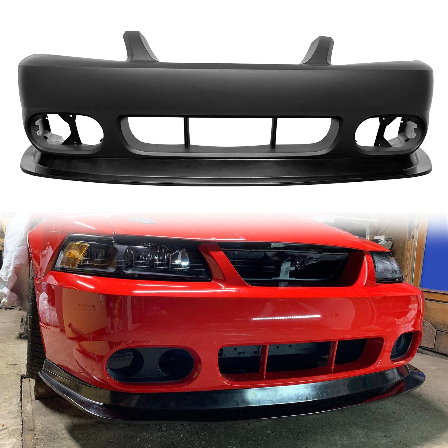 Front Bumper Cover W/ Lip For 1999-2004 Ford Mustang MDA Cobra Style