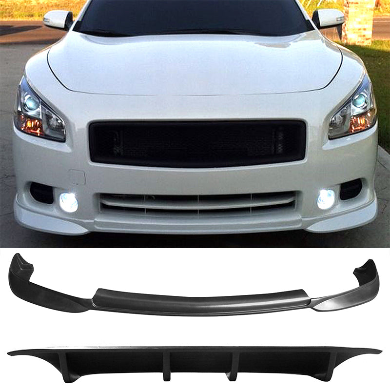 Rear Diffuser & Front Lip For 2009-2015 Nissan Maxima VIP Style Black
