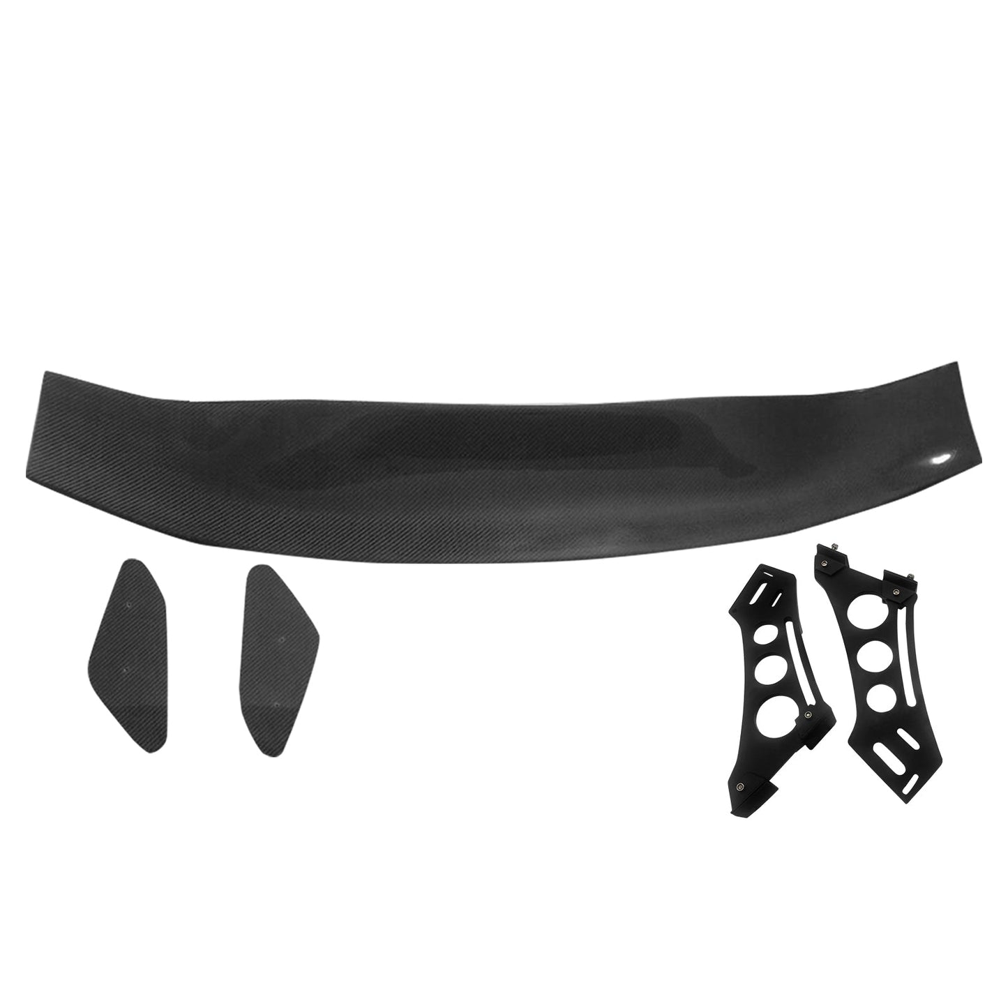 56"Inch GT Style Trunk Spoiler V1 Side Plates V5 Legs 3D Carbon Fiber