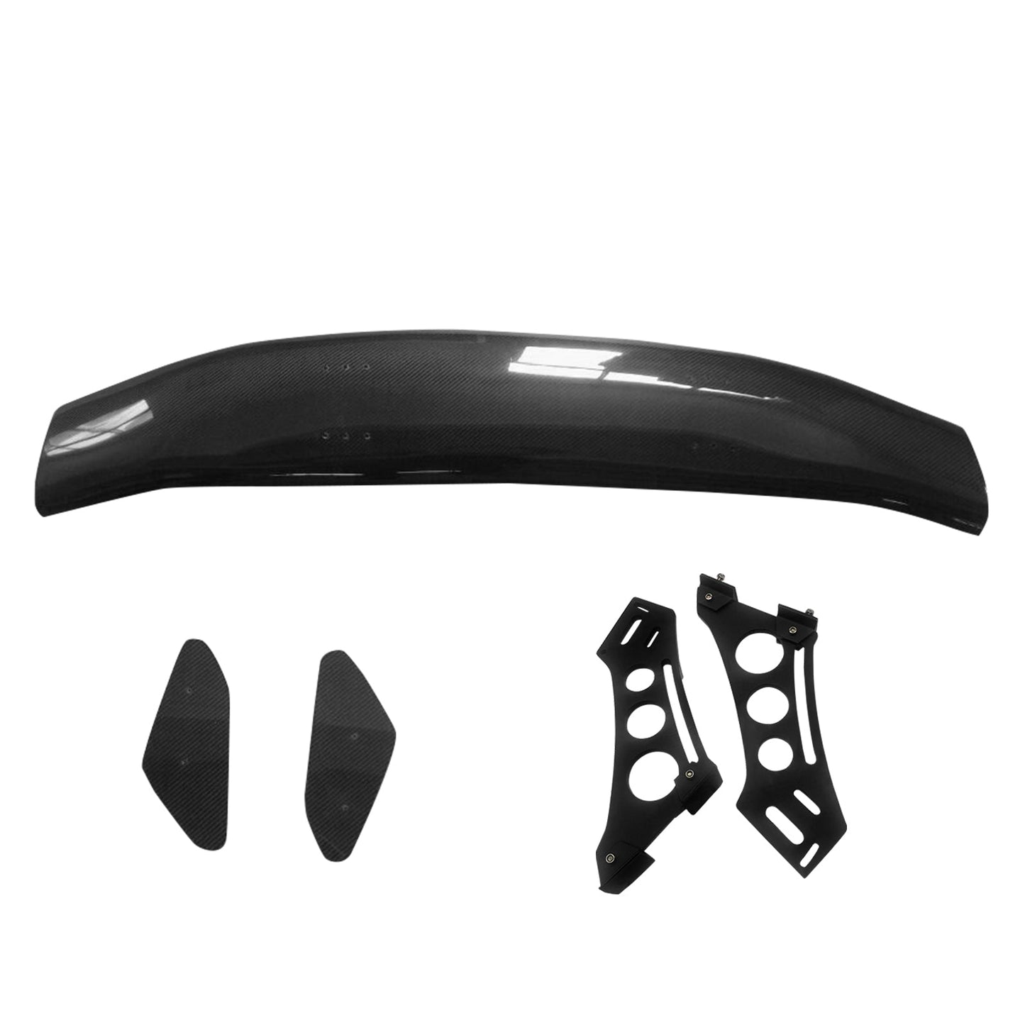 56"Inch GT Style Trunk Spoiler V1 Side Plates V5 Legs 3D Carbon Fiber