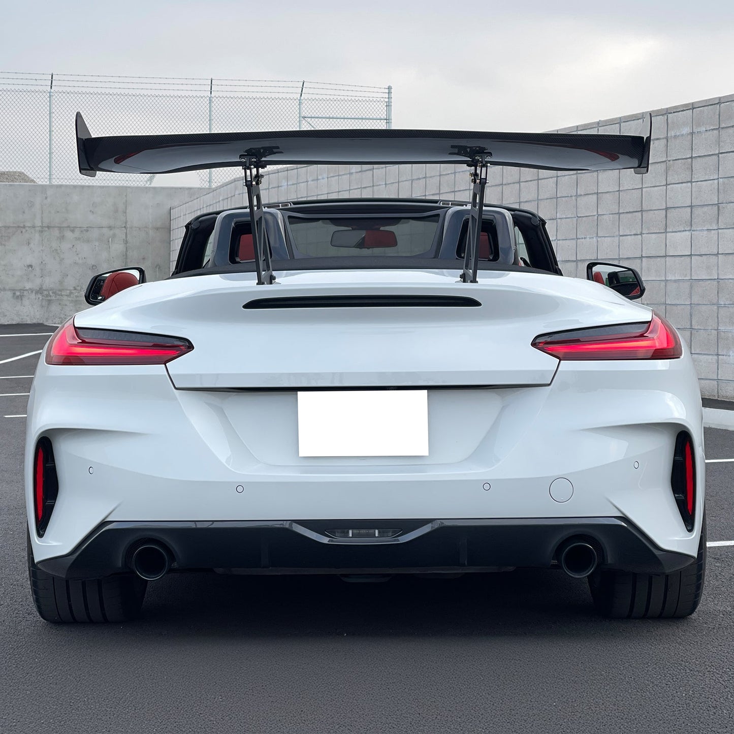 56"Inch GT Style Trunk Spoiler V1 Side Plates V6 Legs 3D Carbon Fiber