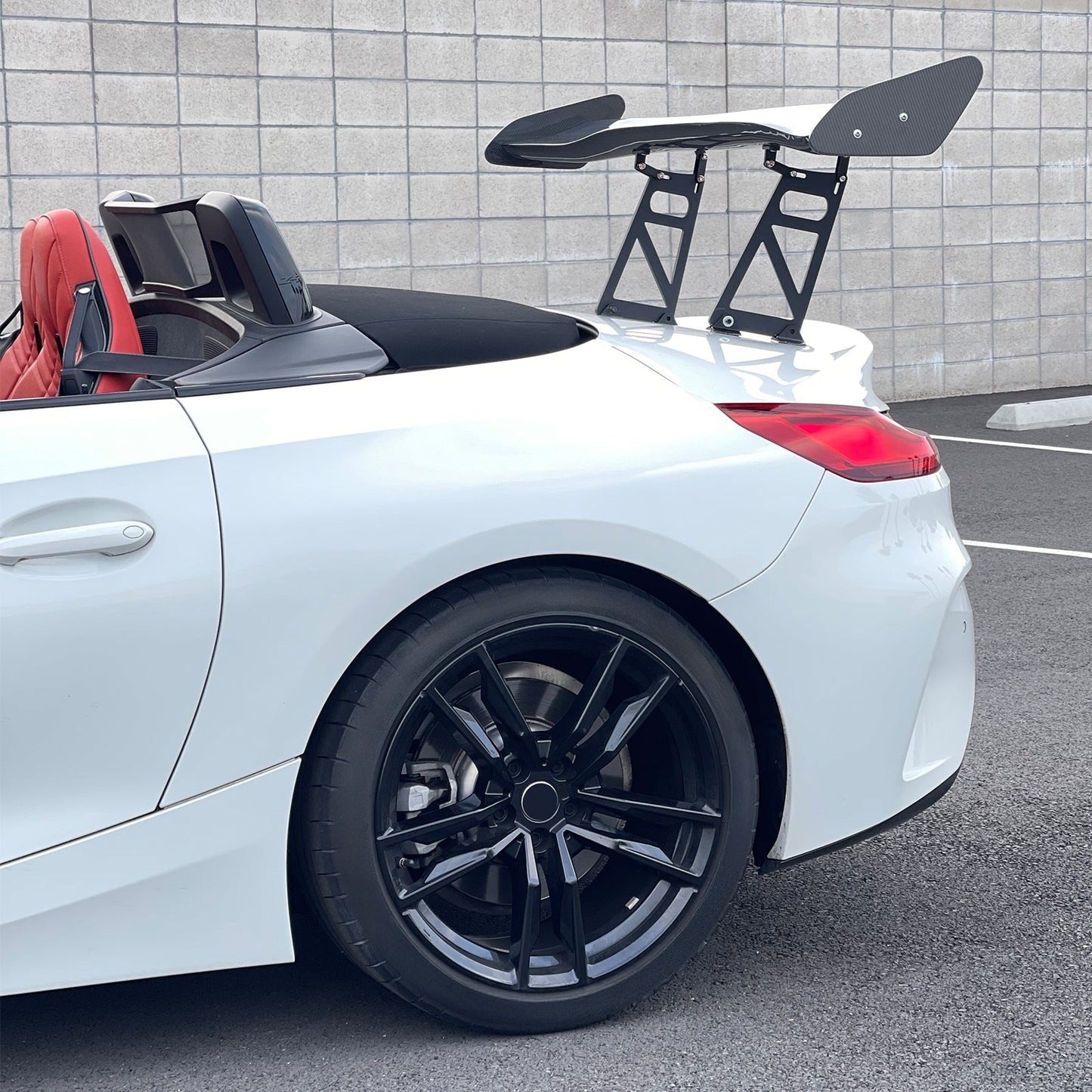 56"Inch GT Style Trunk Spoiler V1 Side Plates V6 Legs 3D Carbon Fiber