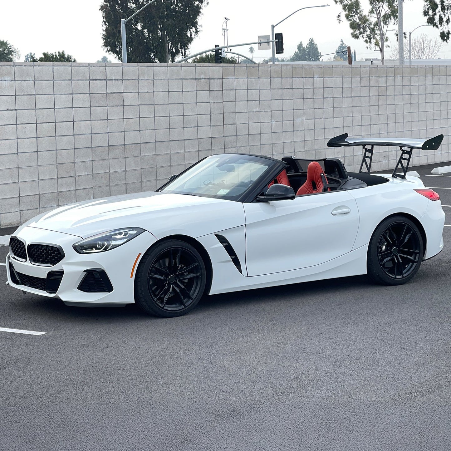 56"Inch GT Style Trunk Spoiler V1 Side Plates V6 Legs 3D Carbon Fiber