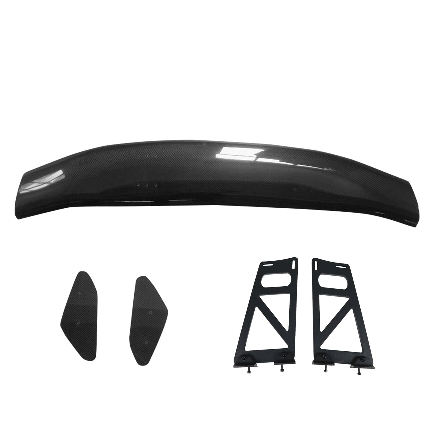 56"Inch GT Style Trunk Spoiler V1 Side Plates V6 Legs 3D Carbon Fiber