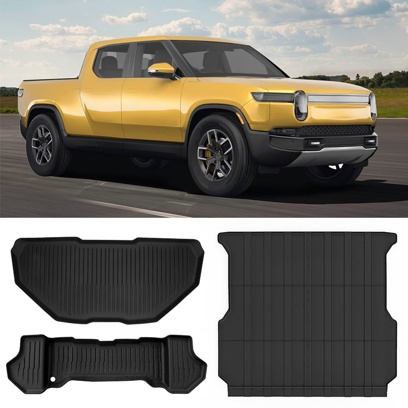 2022-2024 Rivian R1T Front Storage Rear Truck Bed Mat TPE 3D Liner