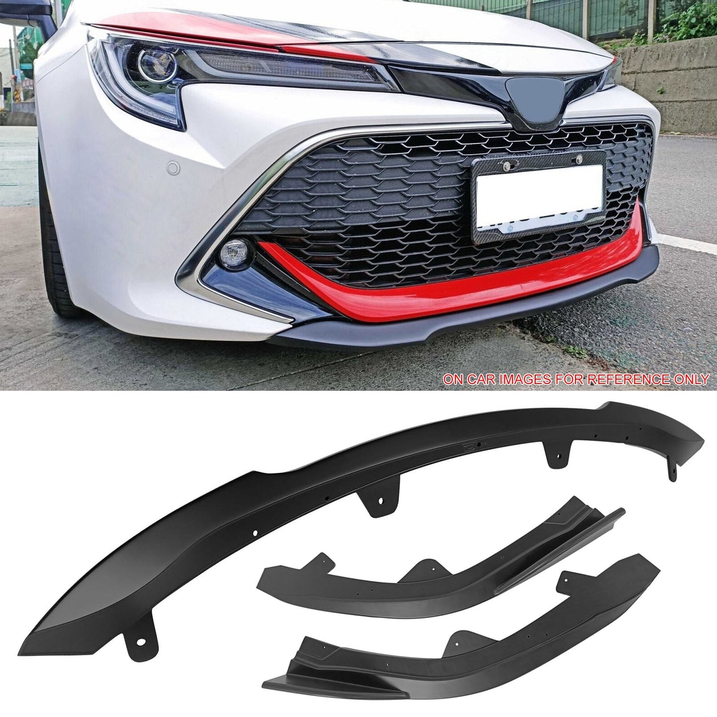 2019-2021 Toyota Corolla Auris 5-Door Matte Black 3PC Front Bumper Lip