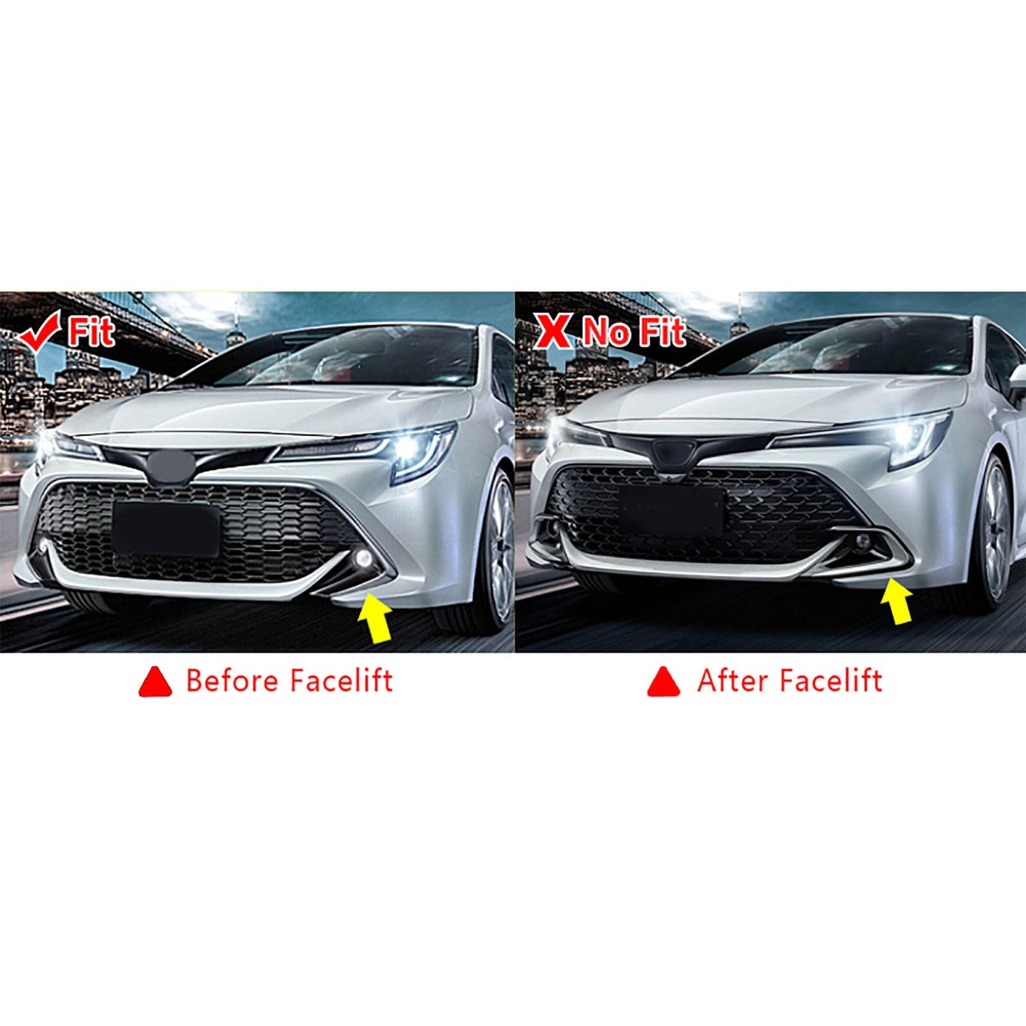 2019-2021 Toyota Corolla Matte Black Front Bumper Lip + Side Canards