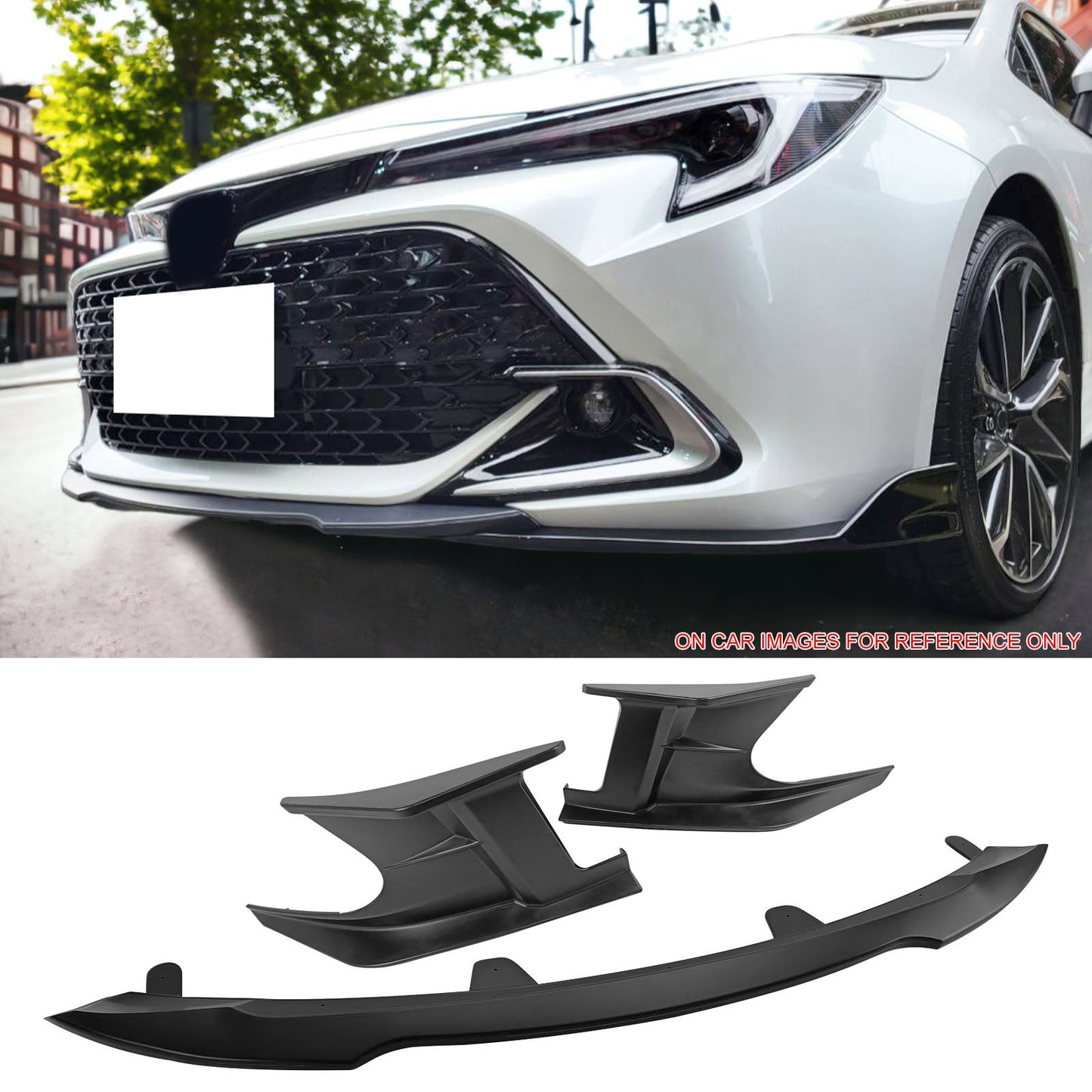 2022-2023 Toyota Corolla Matte Black Front Bumper Lip + Side Canards