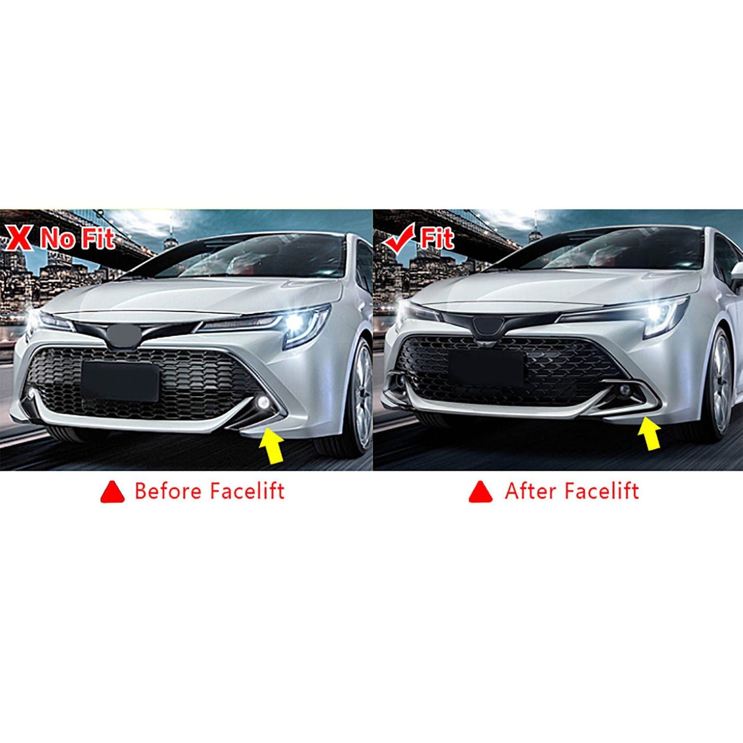 2022-2023 Toyota Corolla Matte Black Front Bumper Lip + Side Canards