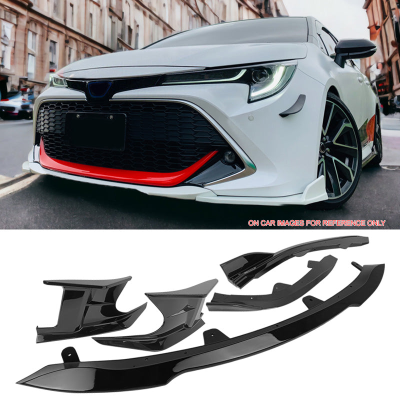 2019-2021 Toyota Corolla Gloss Black 3PCS Front Bumper Lip+Side Canard