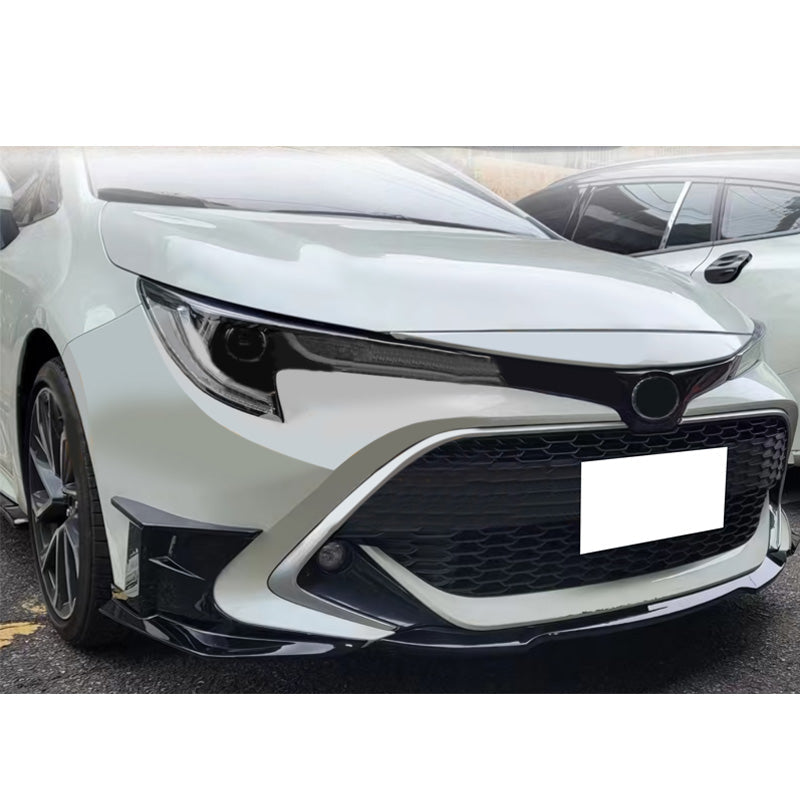 2019-2021 Toyota Corolla Gloss Black 3PCS Front Bumper Lip+Side Canard