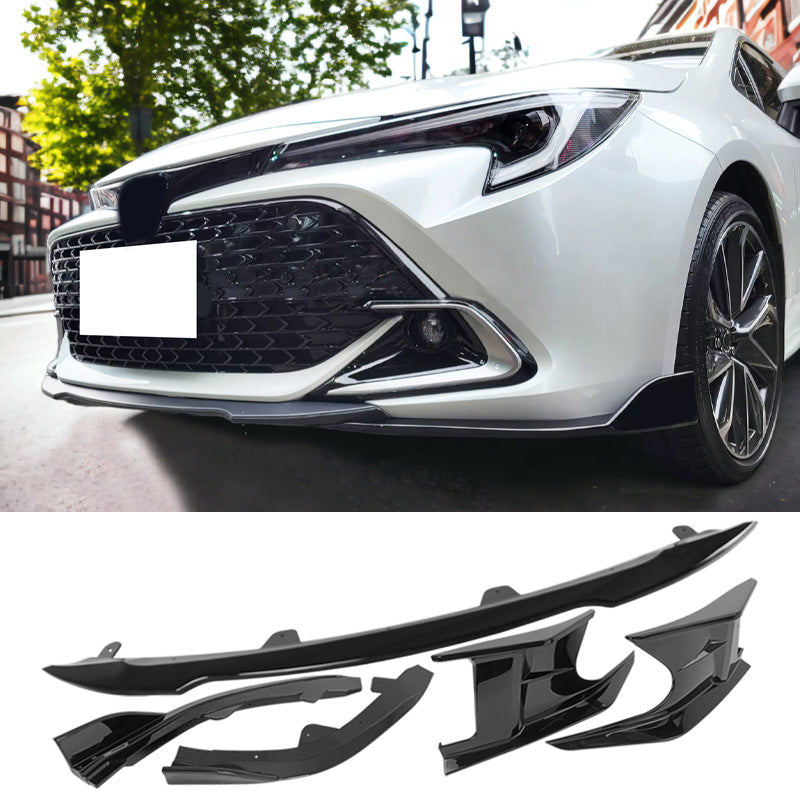 2022-2023 Toyota Corolla Gloss Black 3PC Front Bumper Lip+Side Canards