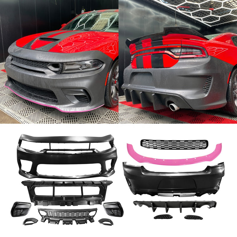 2015-2023 Dodge Charger Rear & Front Bumper + Pink Lip Diffuser PP
