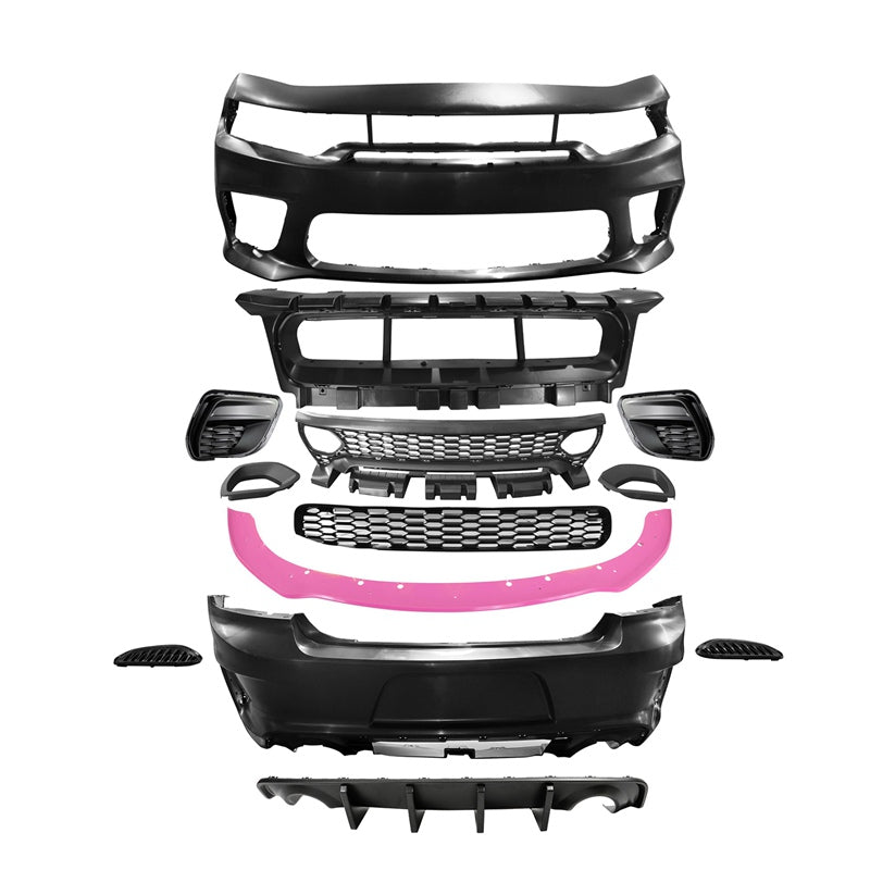 2015-2023 Dodge Charger Rear & Front Bumper + Pink Lip Diffuser PP