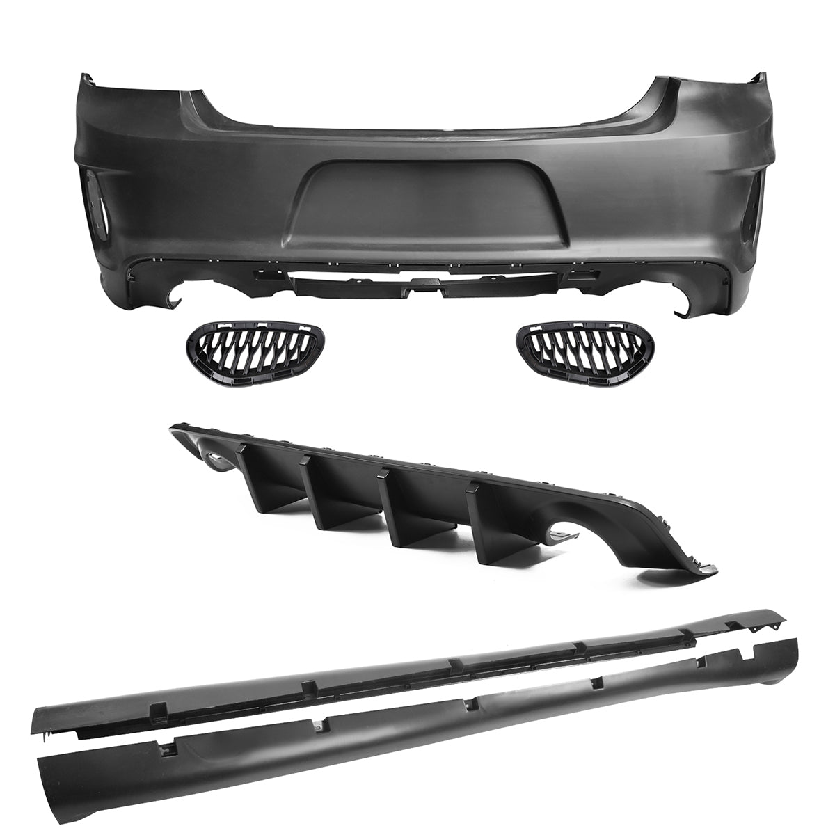 2015-2023 Dodge Charger IKON Matte Black Front Rear Bumper Covers PP