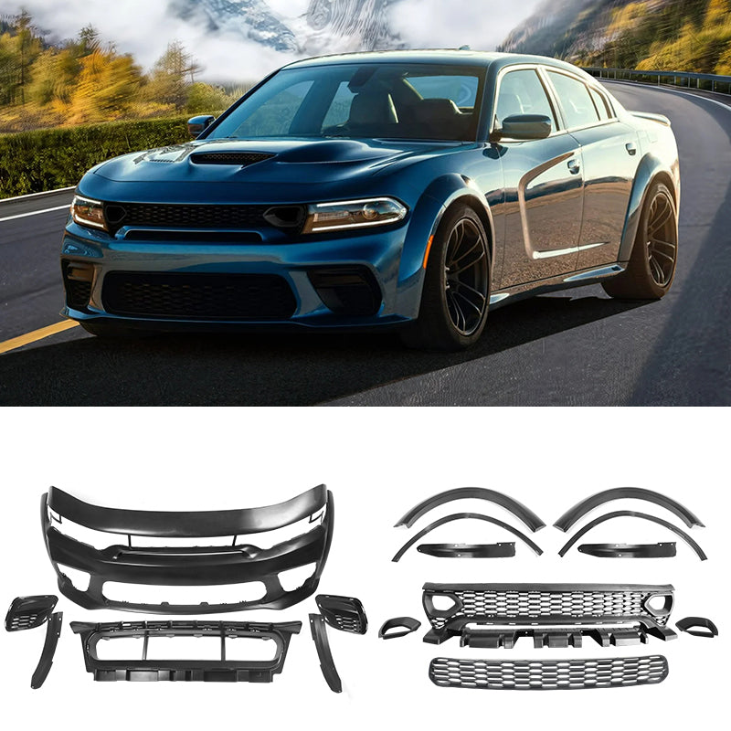 2015-2023 Dodge Charger IKON Matte Black Front Rear Bumper Covers PP