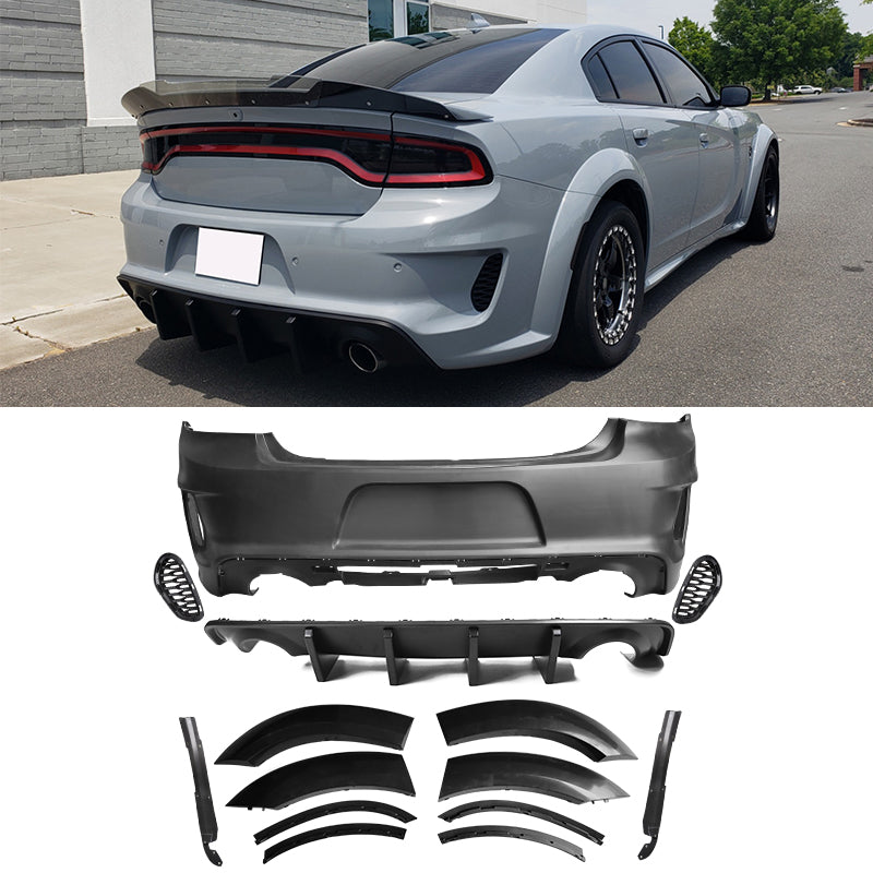 2015-2023 Dodge Charger IKON Matte Black Front Rear Bumper Covers PP