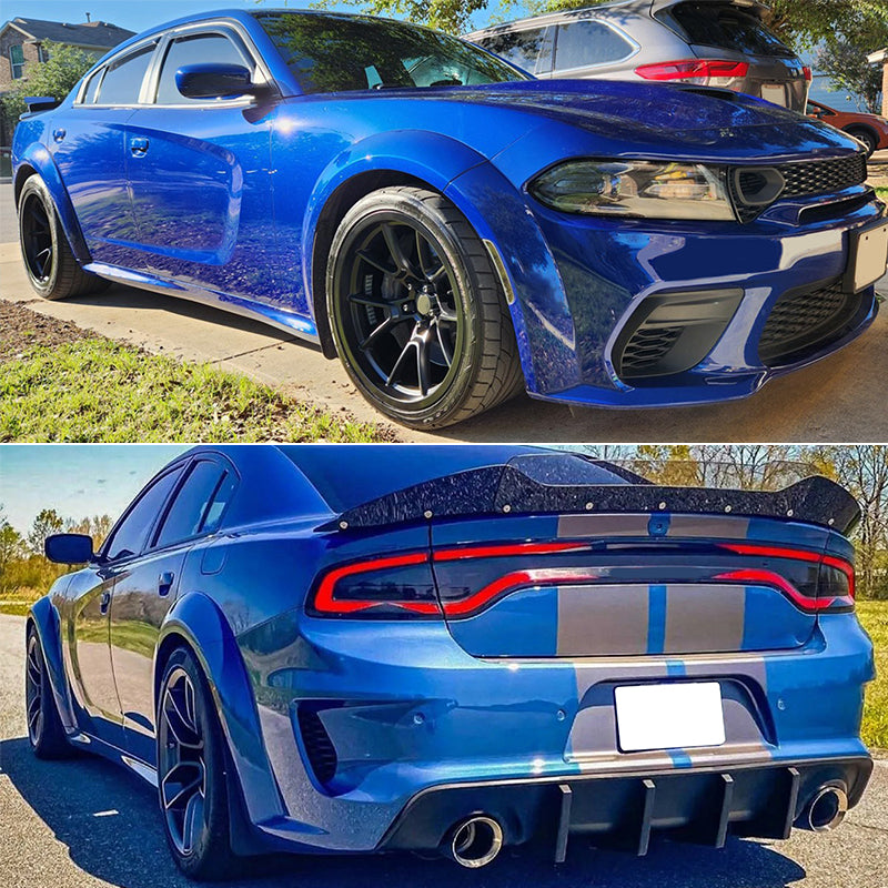 2015-2023 Dodge Charger IKON Matte Black Front Rear Bumper Covers PP