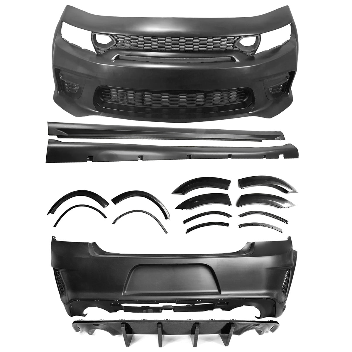 2015-2023 Dodge Charger Widebody Rear Bumper Covers W/ SRT Grilles ABS