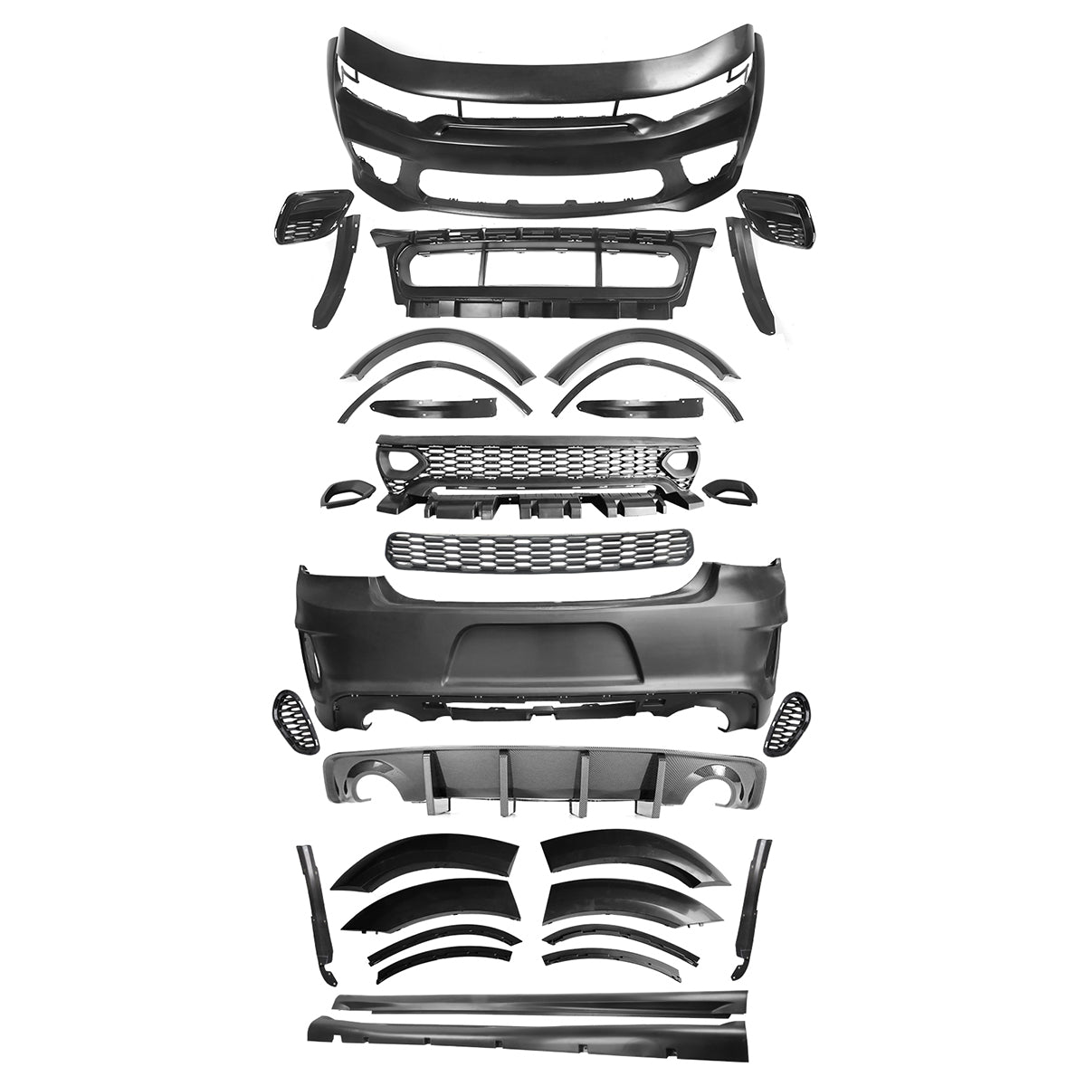 2015-2023 Dodge Charger Widebody Rear Bumper Covers W/ SRT Grilles ABS