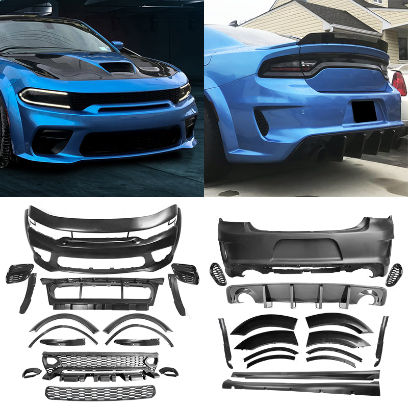 2015-2023 Dodge Charger Widebody Rear Bumper Covers W/ SRT Grilles ABS