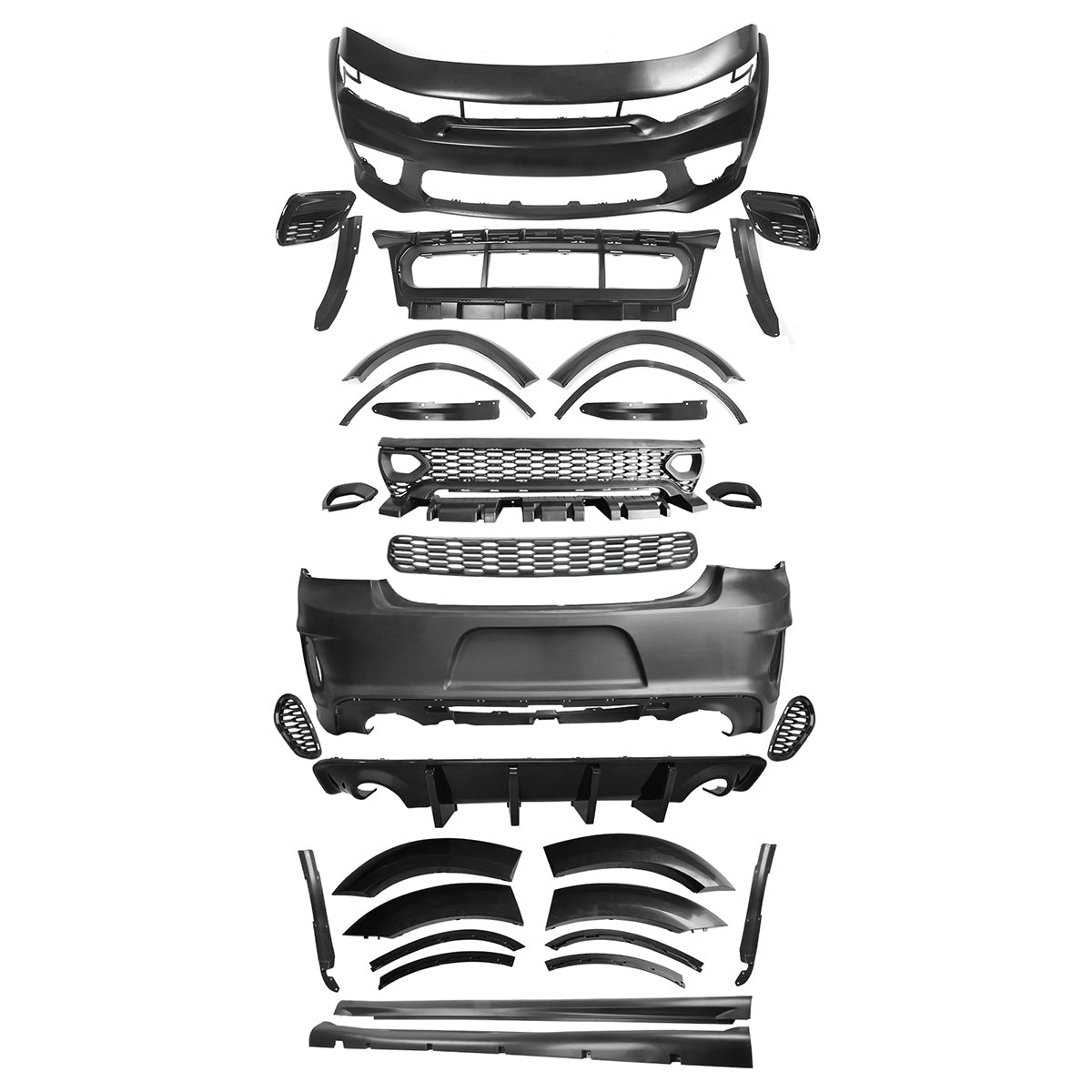 2015-2023 Dodge Charger IKON Gloss Black Front Rear Bumper Covers PP