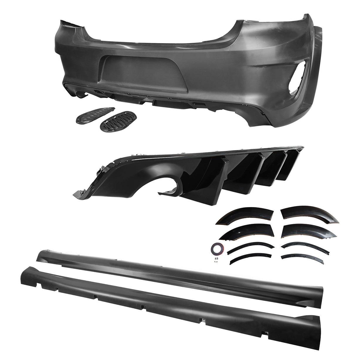 2015-2023 Dodge Charger IKON Gloss Black Front Rear Bumper Covers PP