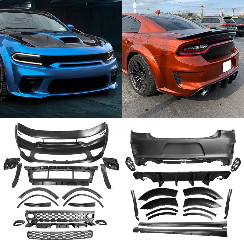2015-2023 Dodge Charger IKON Gloss Black Front Rear Bumper Covers PP