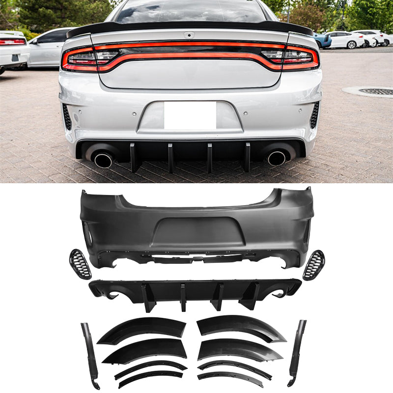 2015-2023 Dodge Charger IKON Gloss Black Front Rear Bumper Covers PP