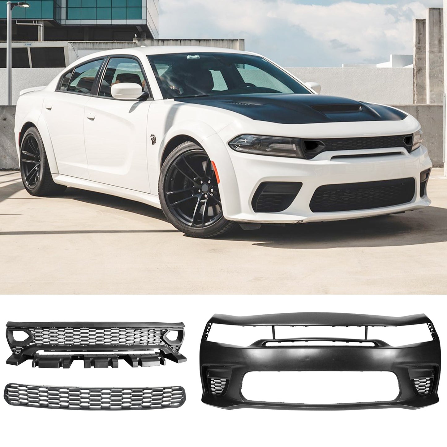 2020-2023 Dodge Charger Widebody Front Bumper Cover W/ SRT Grilles PP