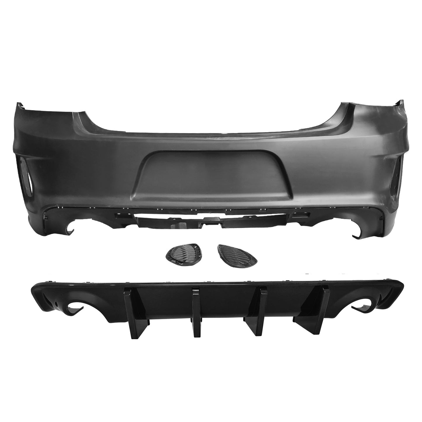 2020-2023 Dodge Charger Rear Bumper Cover + IKON Rear Diffuser Black P