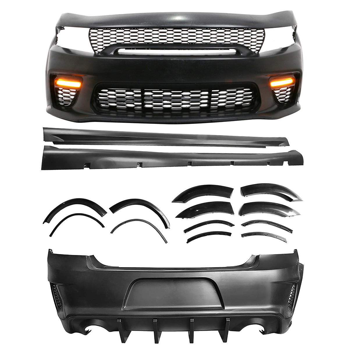2015-2023 Dodge Charger IKON Matte Black Rear Bumper Cover Diffuer PP