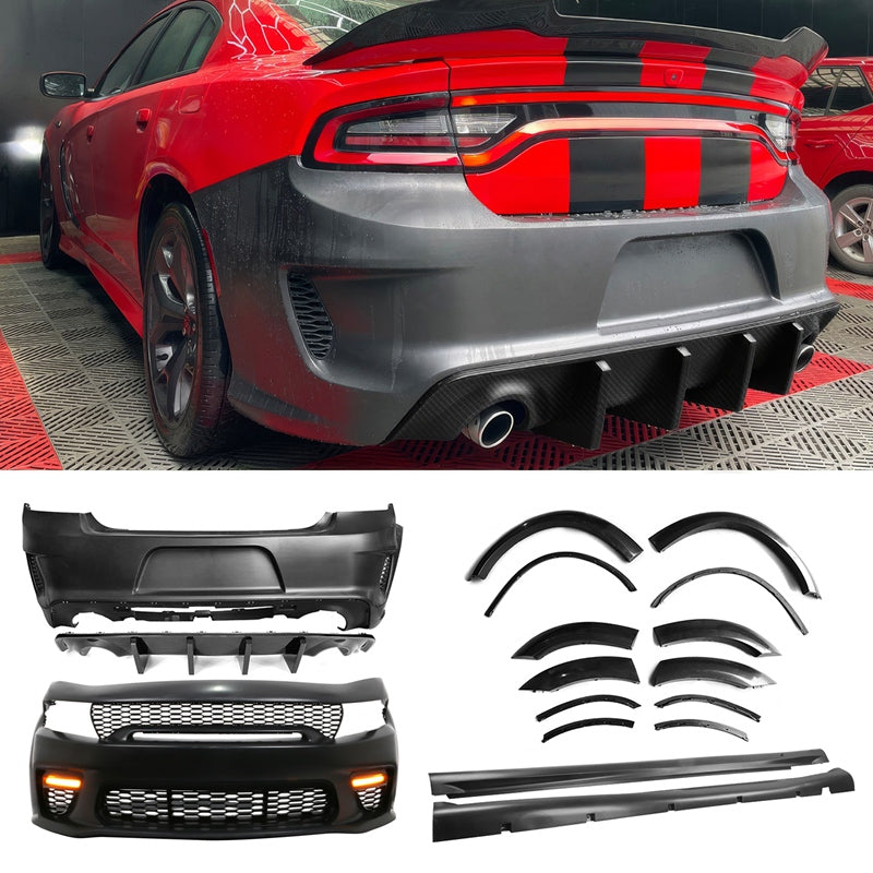 2015-2023 Dodge Charger Widebody Whole Bumper Kits Diffuser LED PP
