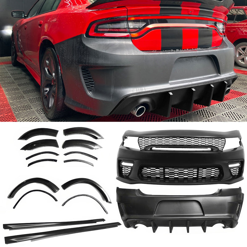 2015-2023 Dodge Charger Widebody Gloss Whole Bumper Diffuser PP W/ LED