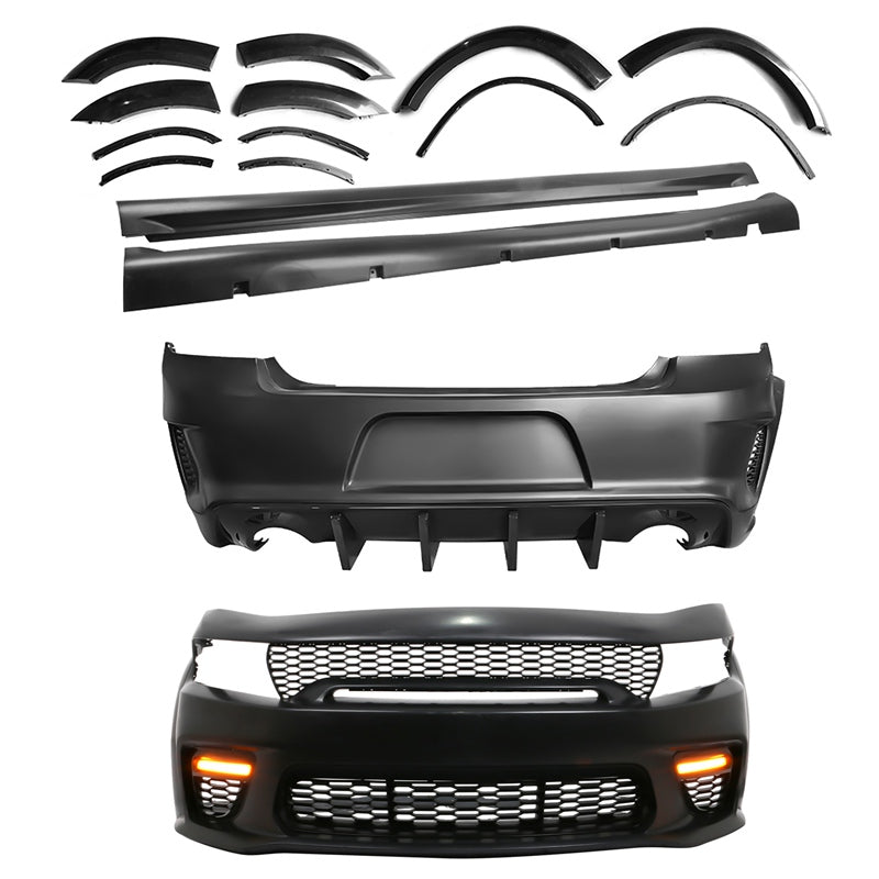 2015-2023 Dodge Charger Widebody Gloss Whole Bumper Diffuser PP W/ LED