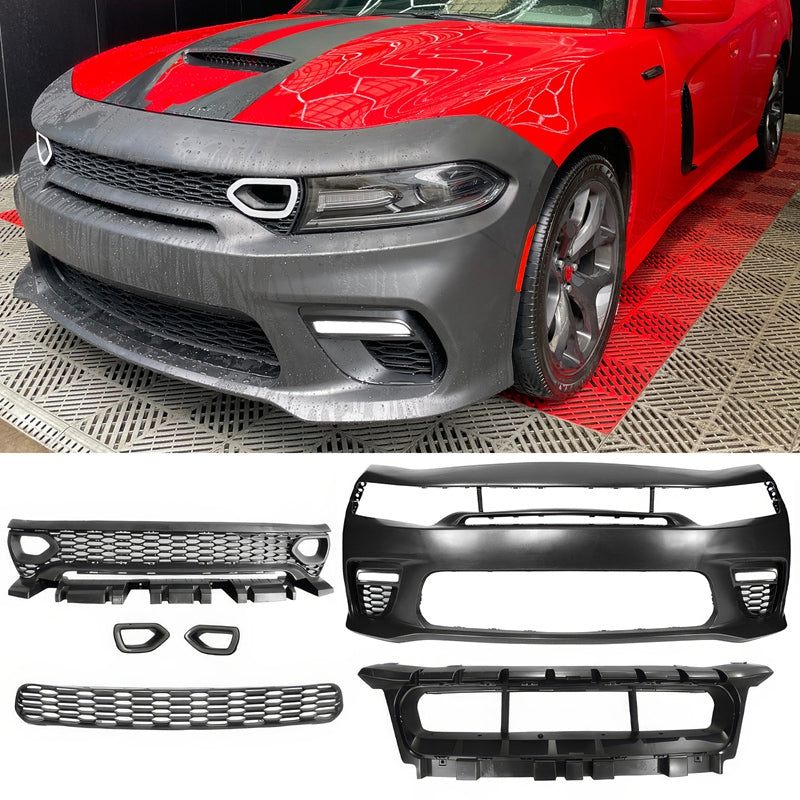 2015-2023 Dodge Charger Widebody SRT Black Front Bumper W/LED Light PP