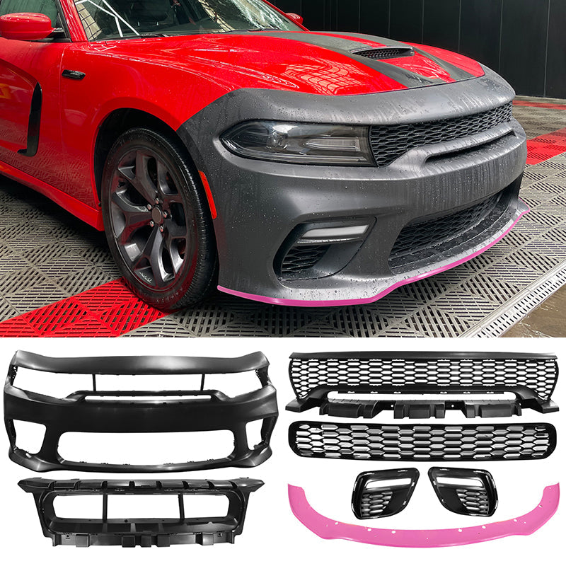 2015-2023 Dodge Charger Widebody Front Bumper Cover Pink Lip LED PP