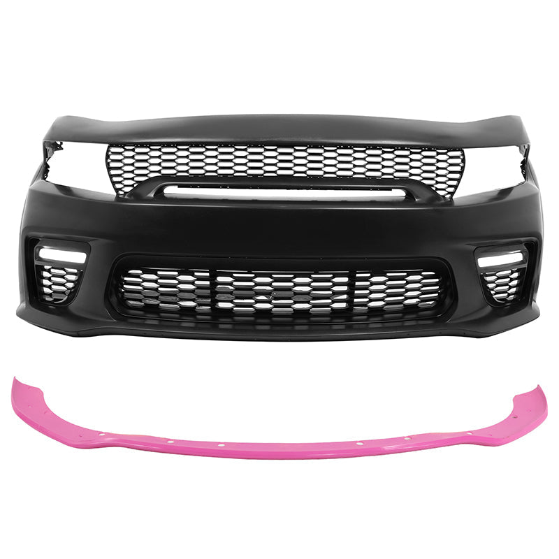 2015-2023 Dodge Charger Widebody Front Bumper Cover Pink Lip LED PP