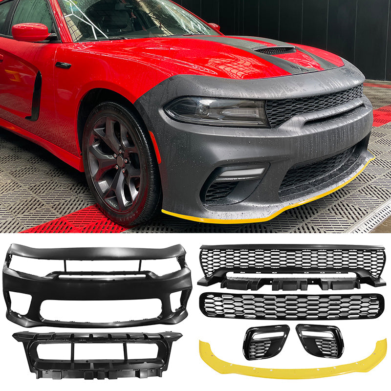 2015-2023 Dodge Charger Widebody LED Front Bumper Cover Yellow Lip PP