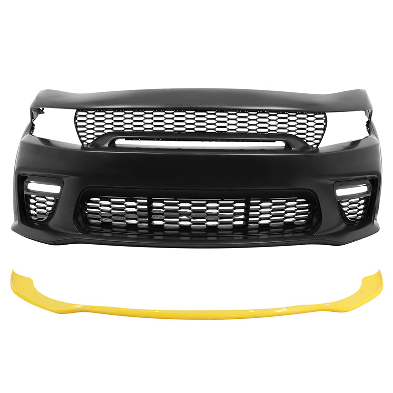 2015-2023 Dodge Charger Widebody LED Front Bumper Cover Yellow Lip PP