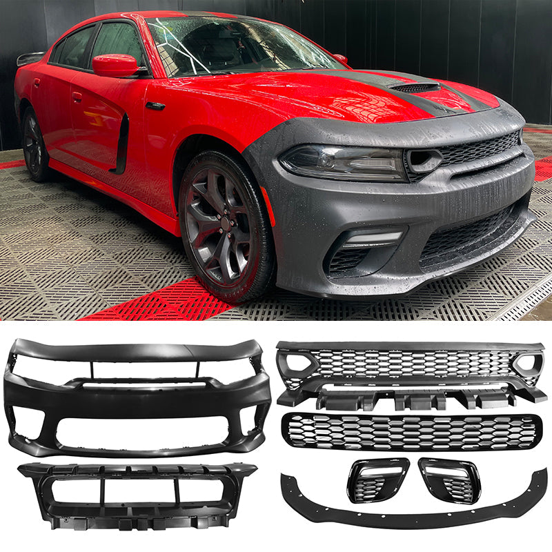 2015-2023 Dodge Charger Widebody LED Bumper Cover Matte Black Lip PP