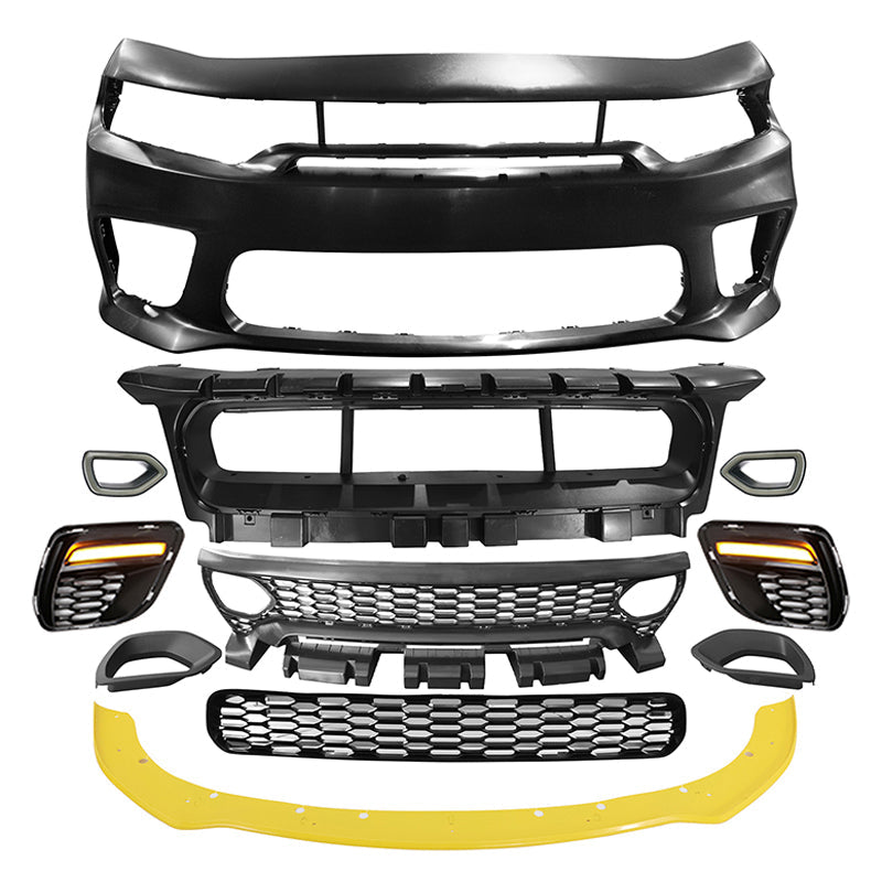 2015-2023 Dodge Charger Widebody SRT Bumper Cover Yellow Lip LED PP