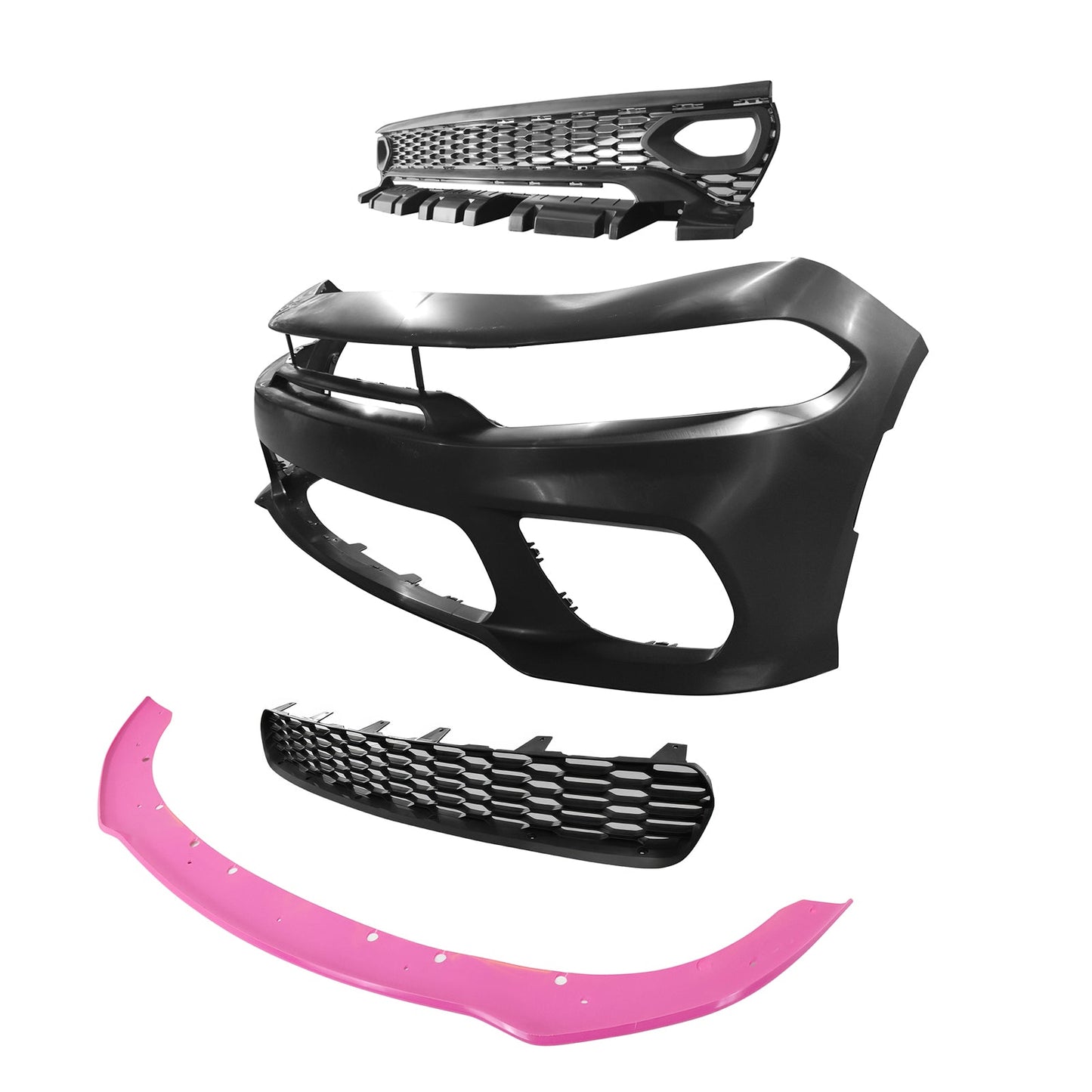 2015-2023 Dodge Charger Widebody SRT Rear Front Bumper Pink Lip PP LED