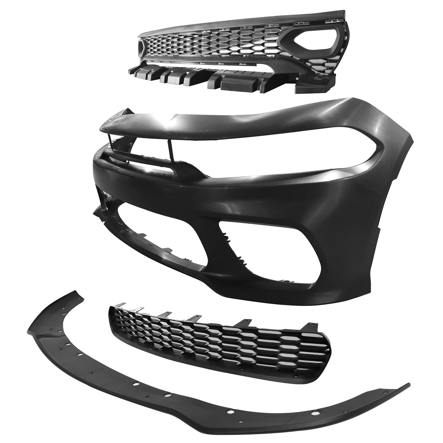 2015-2023 Dodge Charger Widebody SRT LED Front Bumper Matte Black Lip