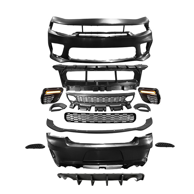 2015-2023 Dodge Charger Widebody SRT LED Front Bumper Matte Black Lip