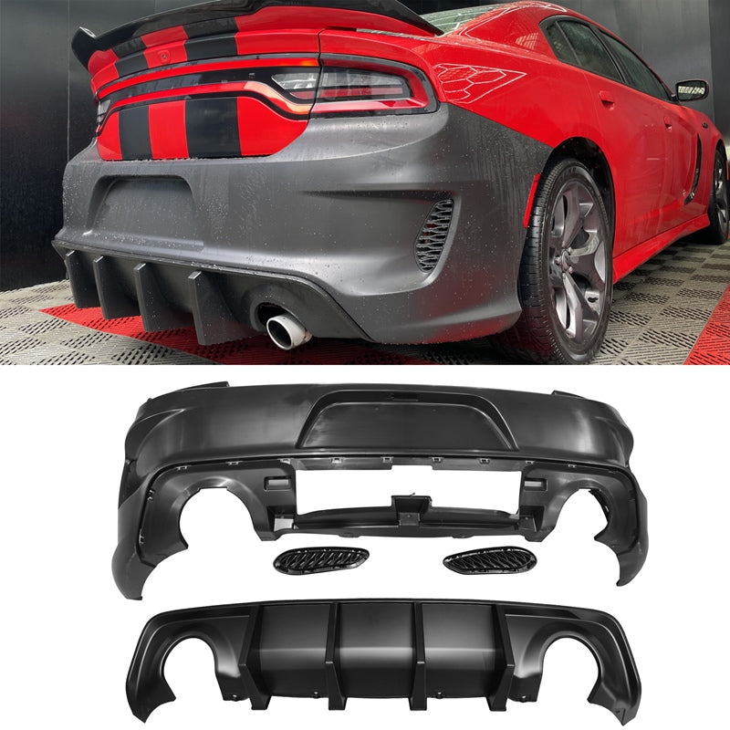 2015-2023 Dodge Charger Widebody SRT LED Front Bumper Matte Black Lip