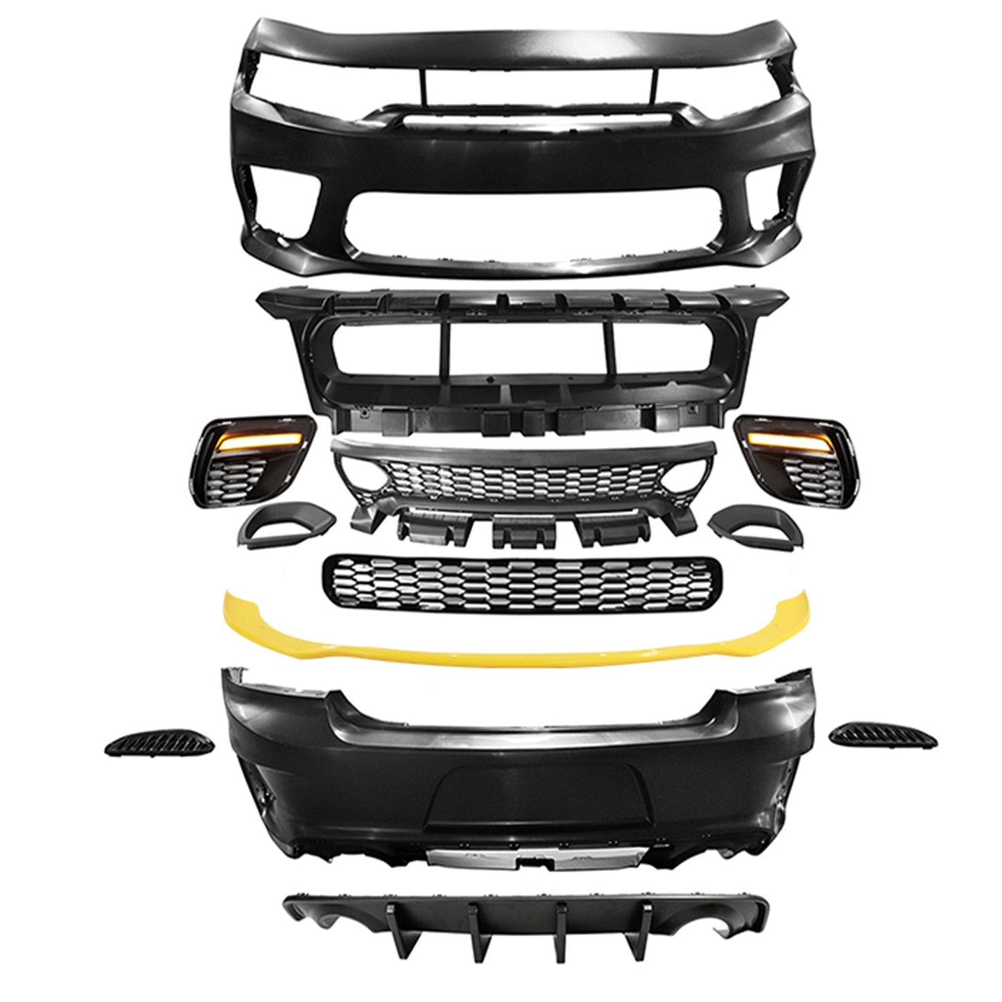 2015-2023 Dodge Charger Widebody SRT Front Bumper Yellow Lip PP LED
