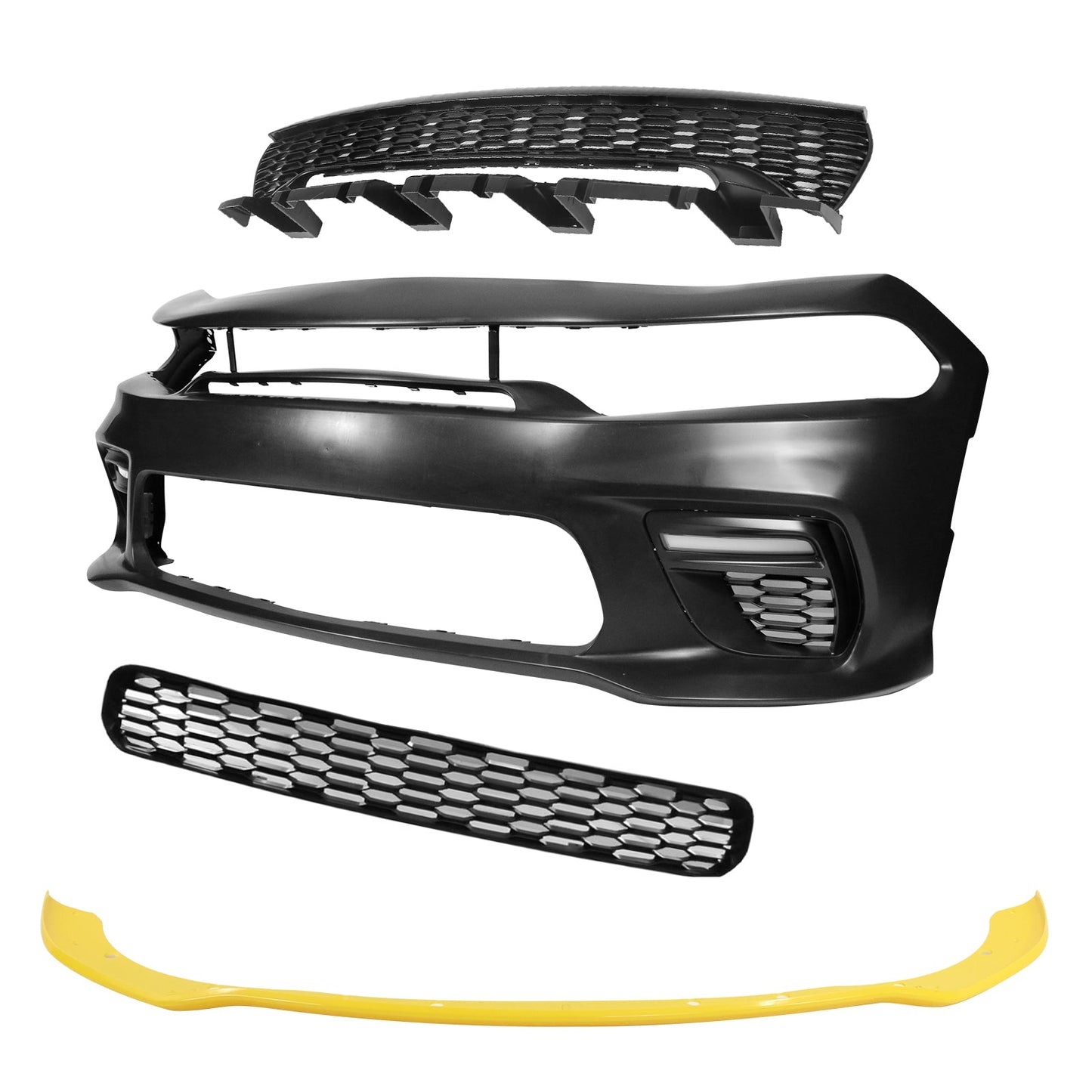 2015-2023 Dodge Charger Widebody SRT Front Bumper Yellow Lip PP LED