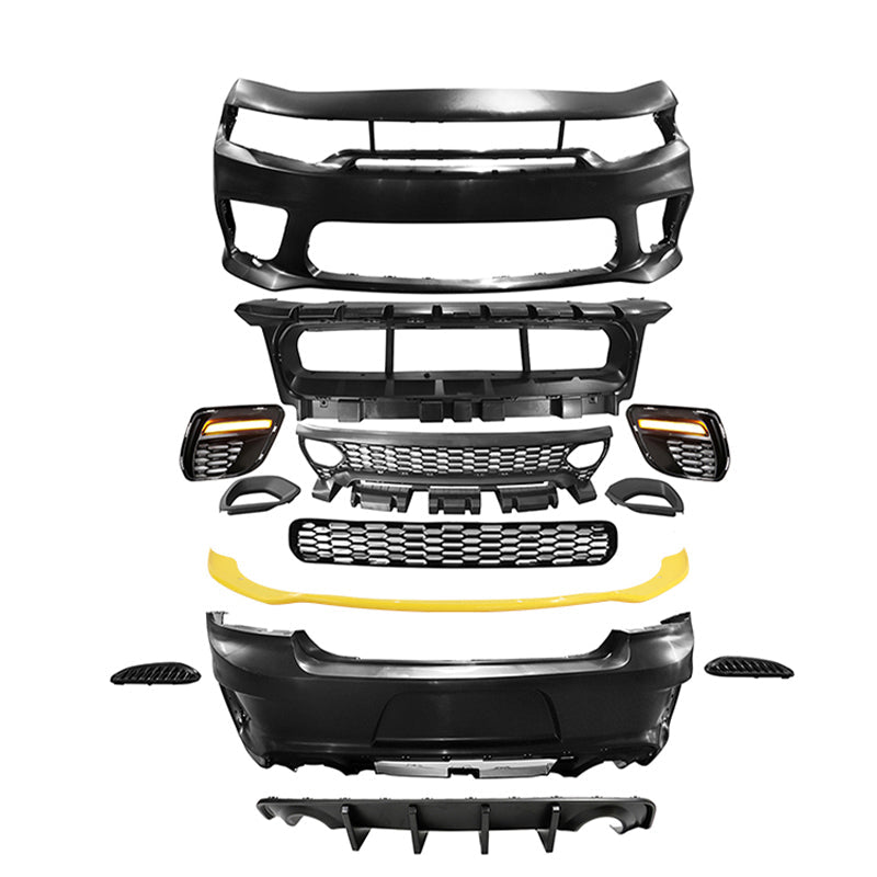 2015-2023 Dodge Charger Widebody SRT Front Bumper Yellow Lip PP LED