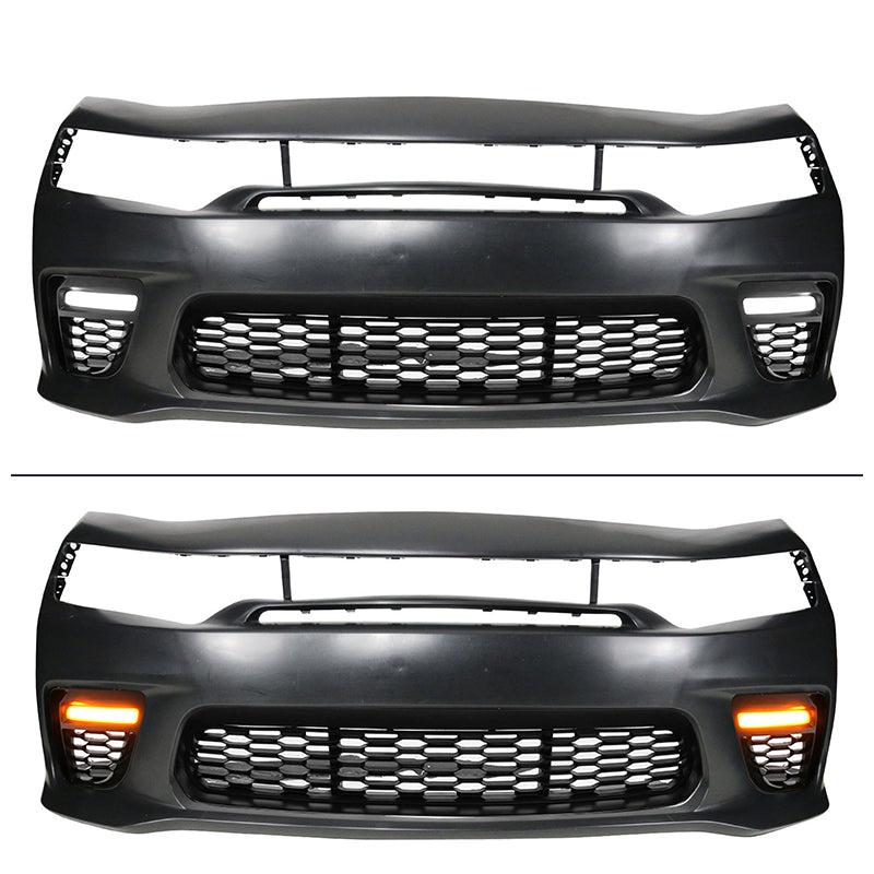 2015-2023 Dodge Charger Widebody SRT Front Bumper Yellow Lip PP LED